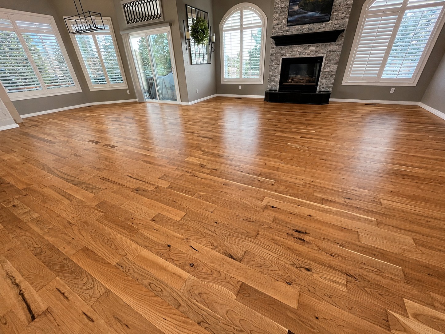 Hardwood floor installation living room Denver Colorado