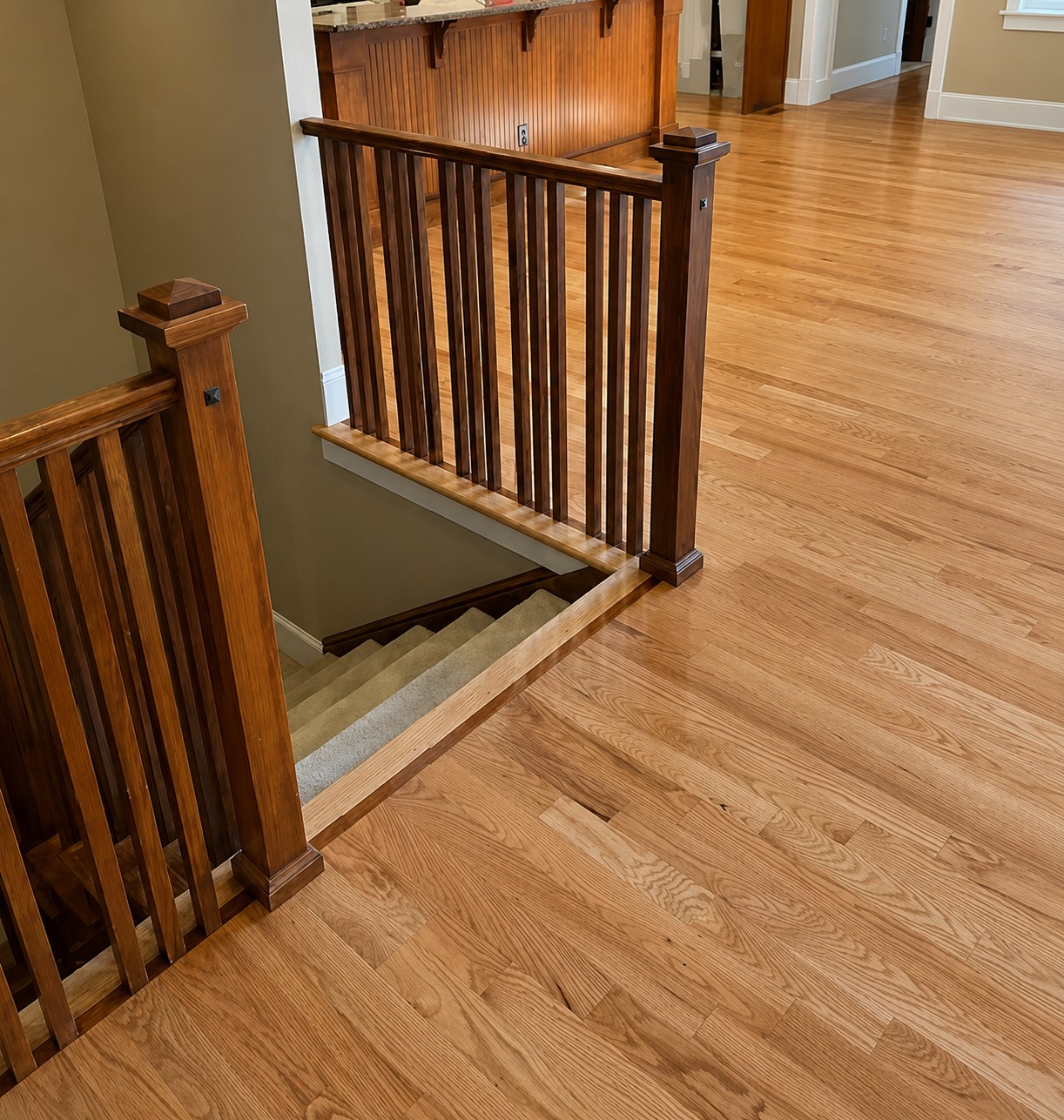 Hardwood floor and staircase landing Denver Colorado